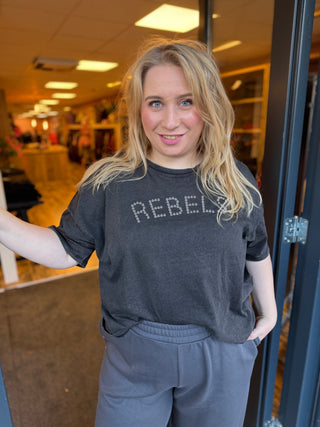 CARLUCY S/S BOX EYELET TOP JRS Black/Detail Rebels