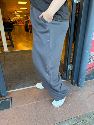 CARALBA EYELET BARREL PANT SWEAT JRS Asphalt/Detail Silver