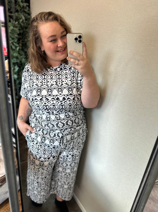 CARABIGAIL CULOTTE PANTS JRS Navy Blazer/Dama aztec