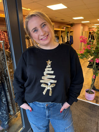 CARYDA XMAS L/S O-NECK SWEAT BOX JRS Black/Yda tree