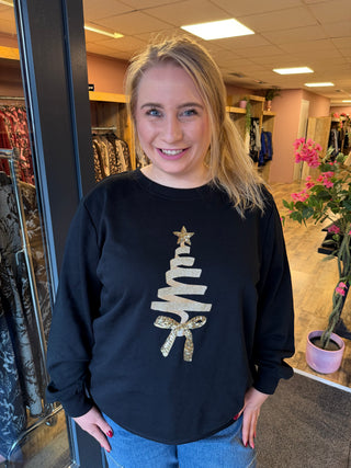 CARYDA XMAS L/S O-NECK SWEAT BOX JRS Black/Yda tree