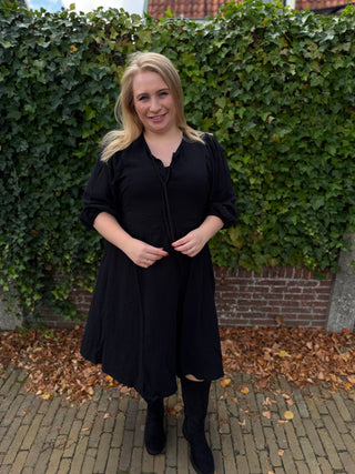 VMCNATALIE 3/4 TIE BLK DRESS WVN CUR Black