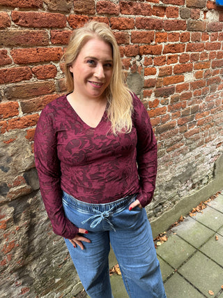 VMLAYLA LS V-NECK TOP JRS NOOS CUR Windsor Wine