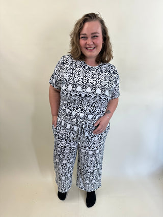 CARABIGAIL CULOTTE PANTS JRS Navy Blazer/Dama aztec