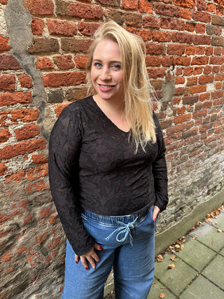 VMLAYLA LS V-NECK TOP JRS NOOS CUR Black