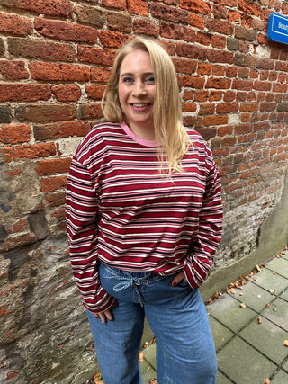 VMCSHILA LS TOP BOX JRS CUR Prism Pink/STRIPES