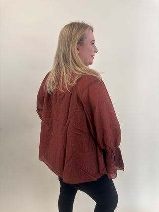 VMCKEHLANI LS RUFFLE SCARF TOP EXP CUR