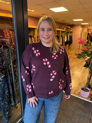 CARXMAS JOLLIE LS O-NECK KNT Winetasting Candy Cande