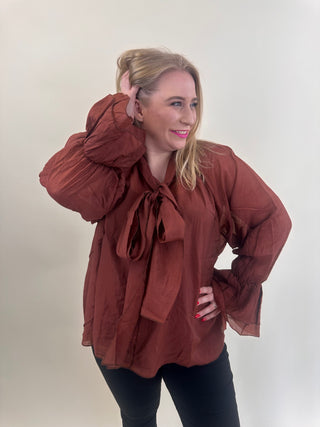 VMCKEHLANI LS RUFFLE SCARF TOP EXP CUR