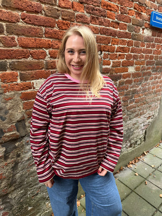 VMCSHILA LS TOP BOX JRS CUR Prism Pink/STRIPES
