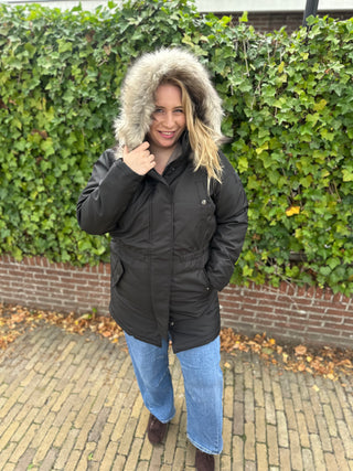 CARIRENA PARKA COAT OTW NOOS Black/NATURE FUR