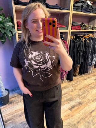 CARCORTADO S/S REG PRINT TEE JRS Coffee Bean/Print Ria rose