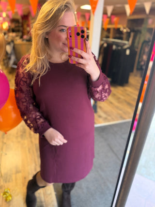 VMCHALI LS MIX SHORT DRESS JRS CUR Windsor Wine