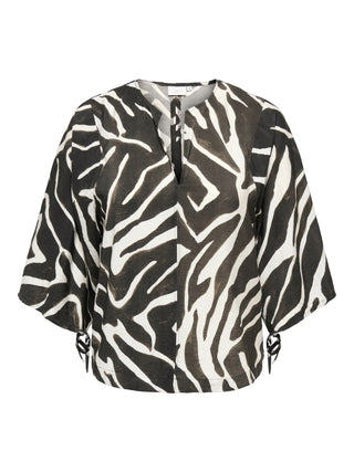 CARCARRIE 3/4 V-NECK STRING TOP AOP Birch GRAFIC ZEBRA