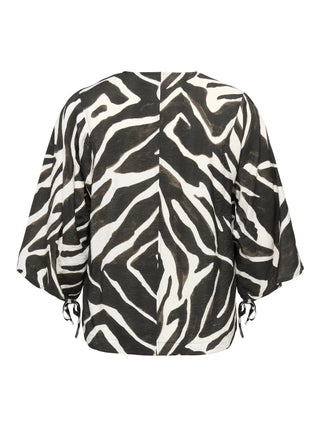 CARCARRIE 3/4 V-NECK STRING TOP AOP Birch GRAFIC ZEBRA