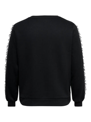 CARBEATRIX L/S O-NECK SWT JRS Black 09 + sleeve lace black