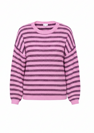 CARMONIQUE LS LOOSE O-NECK KNT Cyclamen/Mel/fig