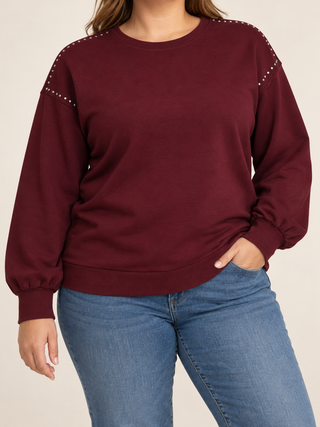 VMCBIRTHE SELIN LS SWEAT BOX JRS BF CUR Windsor Wine/stones on