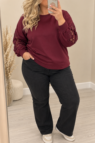 VMCMATILDA L/S SWEATSHIRT JRS BTQ CUR Windsor Wine WINDSOR WINE CROCHET