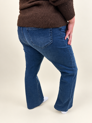 CARWILLY HW FLARED DNM REA409 NOOS Blue Black Denim lengte 34