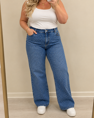 CARSNOW HW WIDE RHINESTONE DNM PIM841 Medium Blue Denim