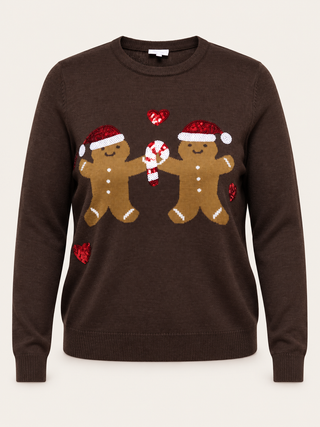 CARXMAS SHINE MOTIVE LS O-NECK KNT Coffee Bean/Gingerbrea