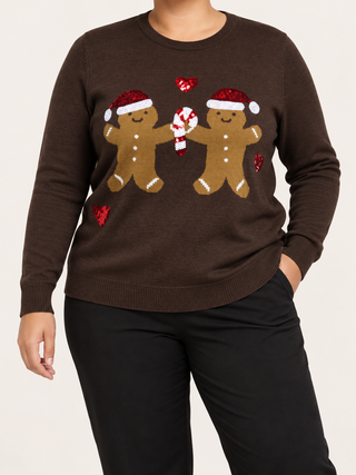CARXMAS SHINE MOTIVE LS O-NECK KNT Coffee Bean/Gingerbrea