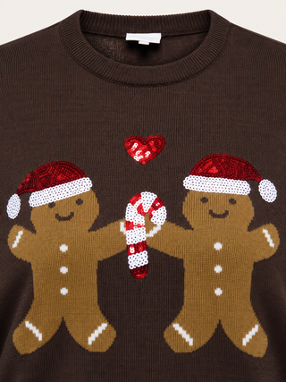 CARXMAS SHINE MOTIVE LS O-NECK KNT Coffee Bean/Gingerbrea