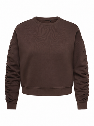 CARSWEAT L/S RUCHED O-NECK SWT JRS Coffee Bean