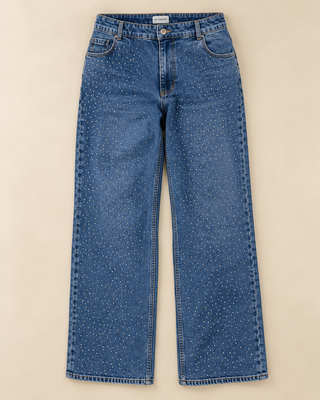 CARSNOW HW WIDE RHINESTONE DNM PIM841 Medium Blue Denim