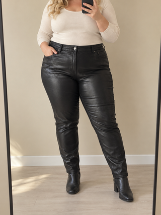 Broek leatherlook zwart