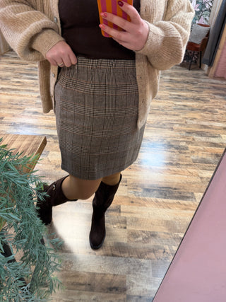 CARNICOLINA HW SHORT CHECK SKIRT TLR Amphora/BLACK/FORE