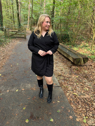VMCEVELIN LS WRAP SHORT DRESS WVN CUR Black