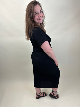 VMCAMANDA CS O-NECK ANKLE DRESS JRS CUR Black