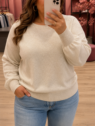 CARSHINE GLITTER L/S BOATNECK KNT