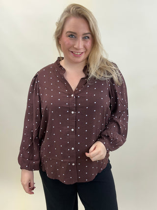 CARRAYA L/S SHIRT WVN NOOS Deep Mahogany/Dots