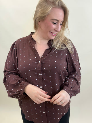 CARRAYA L/S SHIRT WVN NOOS Deep Mahogany/Dots