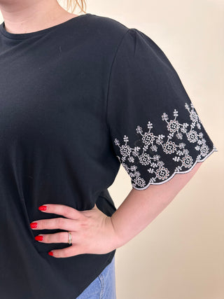 CARDREAM S/S O-NECK TEE JRS Black/Cloud Dancer