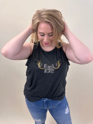 CARLUCY S/L TANK TOP JRS Black/Rock & rol