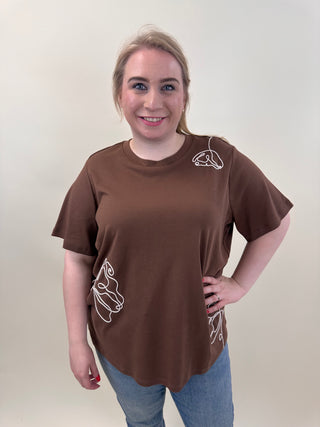 VMCIRENE SS O-NECK TOP JRS CUR Cocoa Brown/BIRCH
