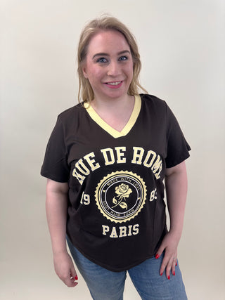 CARVINCE SS REG V-NECK TEE JRS Coffee Bean/PARIS COMB
