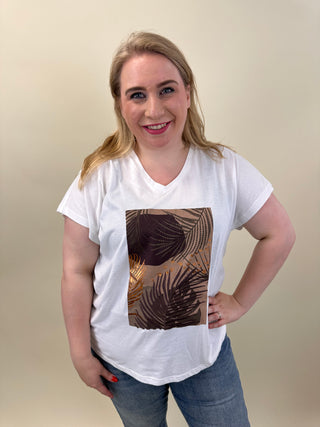 CARCARINA S/S CAPSL V-NECK TEE JRS Cloud dancer/Palm