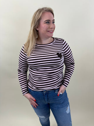 CARBODIL L/S O-NECK BLOUSE JRS Coffee Bean/Pale