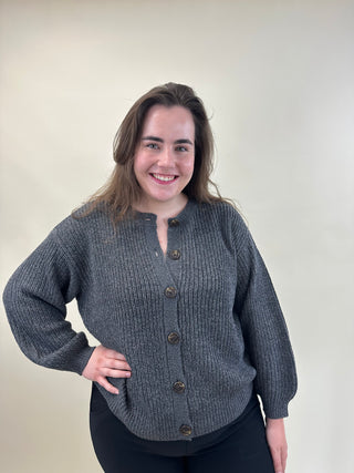 VMCLEA LA O-NECK CARDIGAN NOOS CUR Asphalt/PHNTOM & T