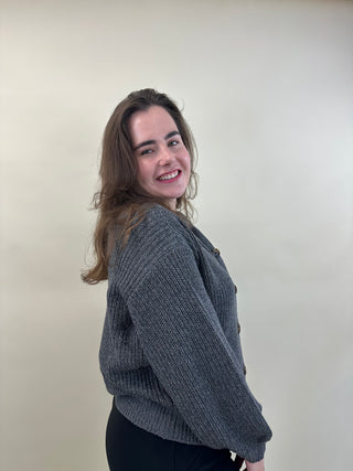 VMCLEA LA O-NECK CARDIGAN NOOS CUR Asphalt/PHNTOM & T