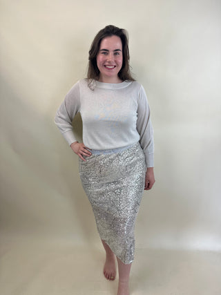 CARMADDISON MIDI SKIRT JRS Frosted Almond/Silver