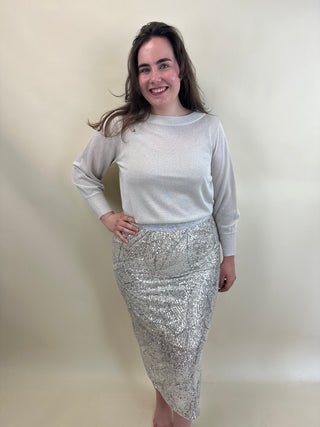 CARMADDISON MIDI SKIRT JRS Frosted Almond/Silver