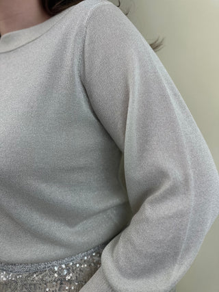 CARSHINE GLITTER L/S BOATNECK KNT