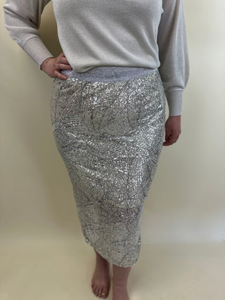 CARMADDISON MIDI SKIRT JRS Frosted Almond/Silver