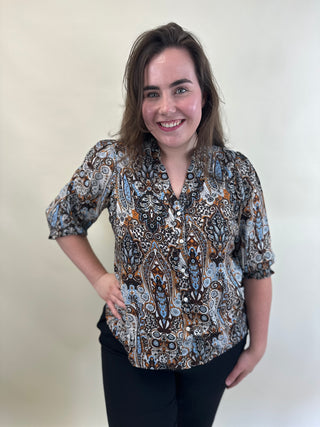 CARRAYA 3/4 SHIRT WVN NOOS Chicory Coffee/Bolzano
